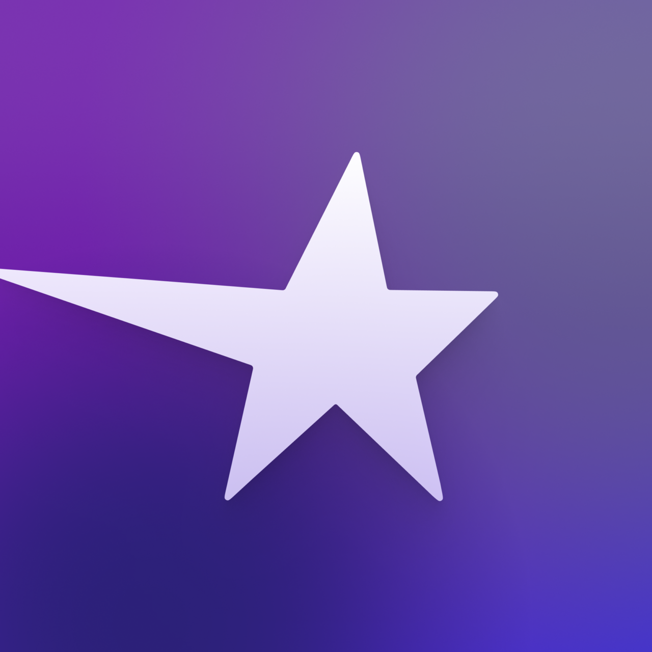 White Magic Rust star with an elongated left point on a purple gradient.