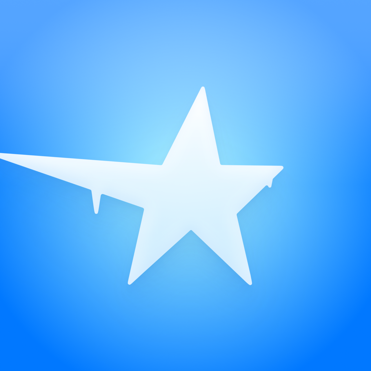 White Magic Rust star with small melting details on an icy blue gradient.