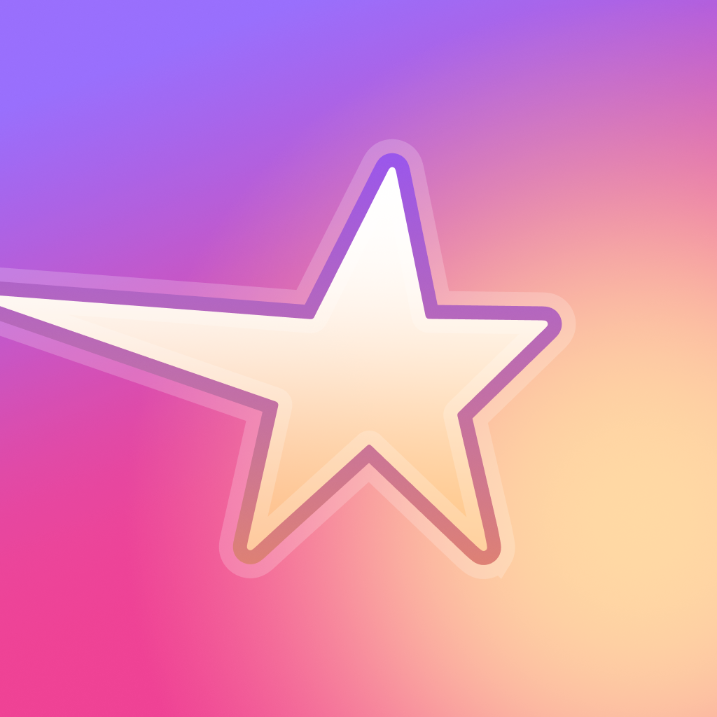 Cream Magic Rust star with layered purple and peach outlines on a pink and violet gradient.