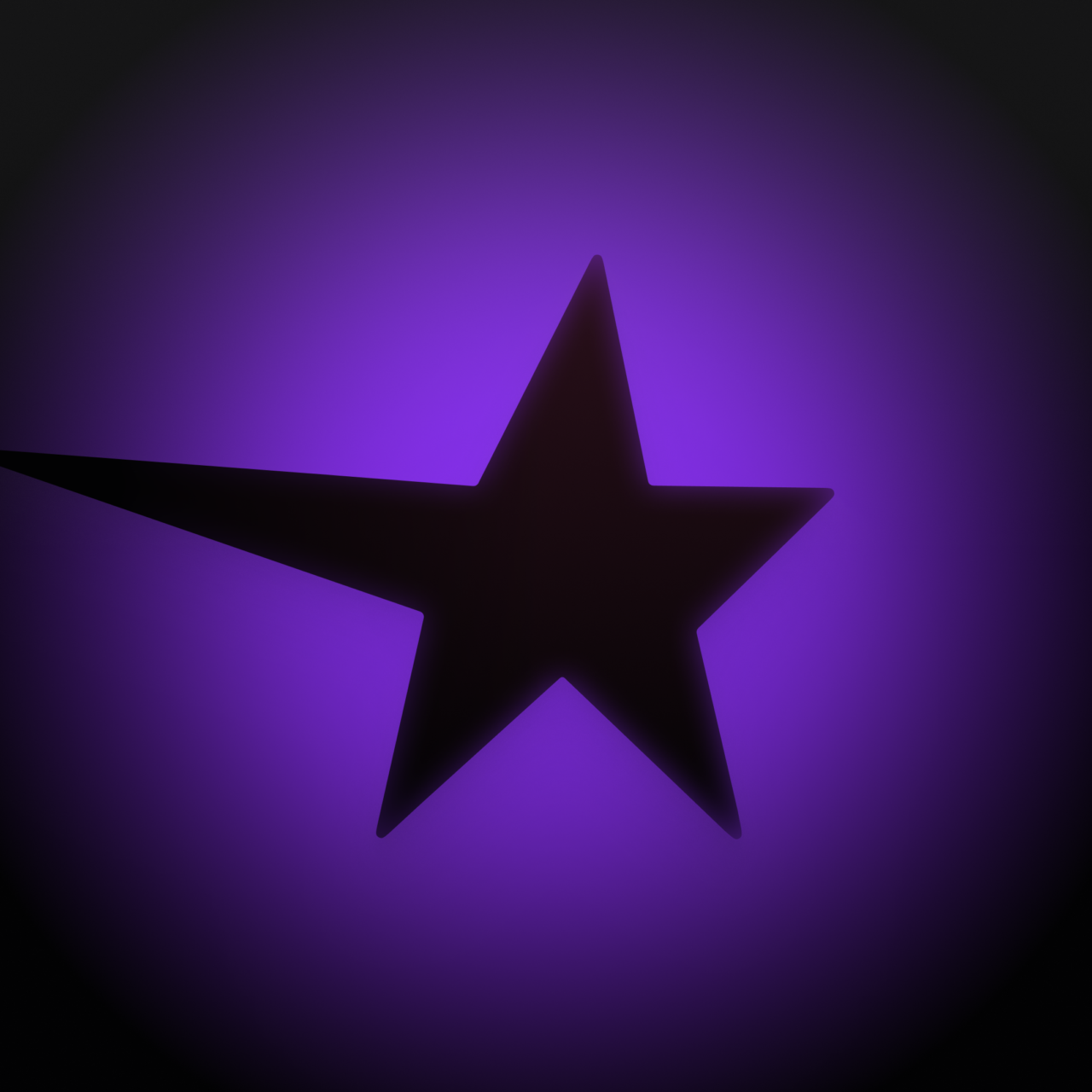 Dark Magic Rust star against a violet glow on a black background.