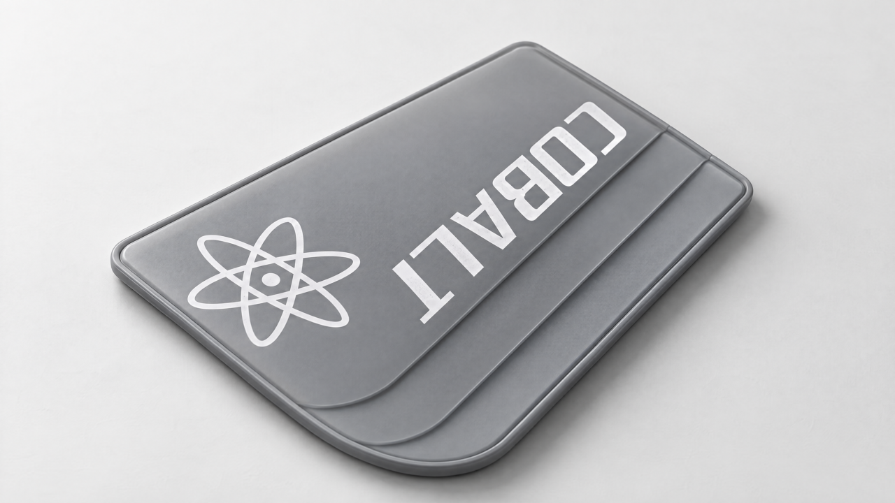 Cobalt Lab cardholder in a studio product composition.
