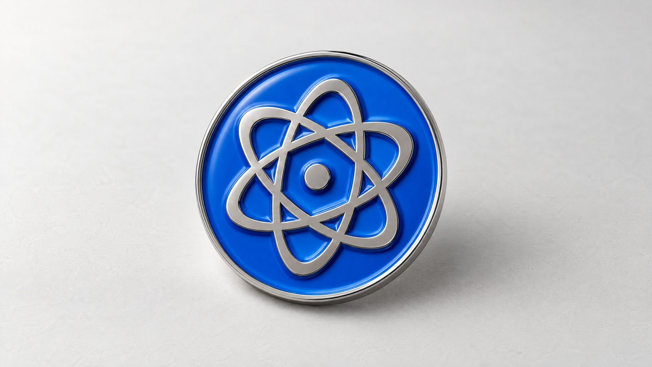 Round Cobalt Lab enamel pin.