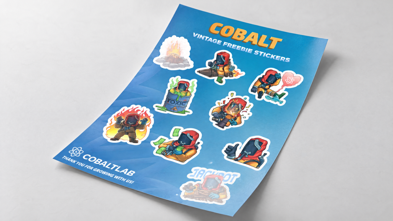 Printed sheet of Cobalt Lab hazmat stickers.