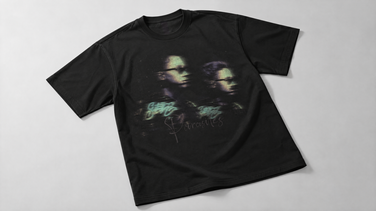 ДЕРЖИ ДВЕРЬ portrait T-shirt in a studio composition.