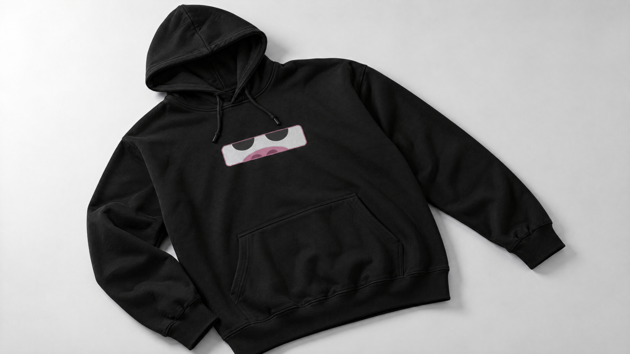 Black MAGICOW hoodie with a small cow-face print.