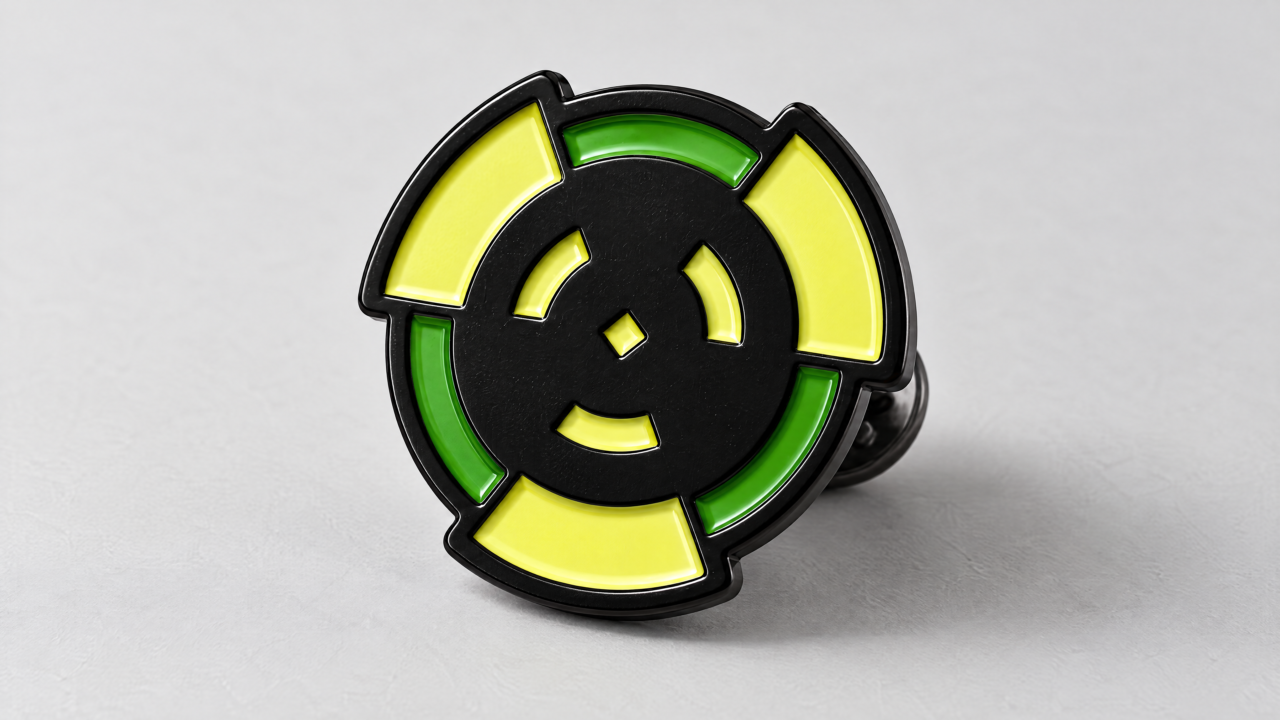MAGICOW radiation-themed enamel pin.