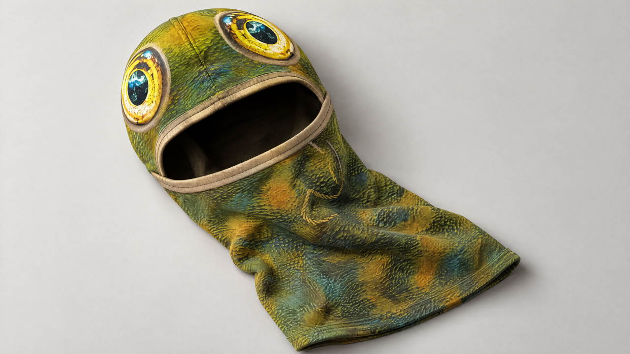 SHUMA balaclava in a studio product composition.