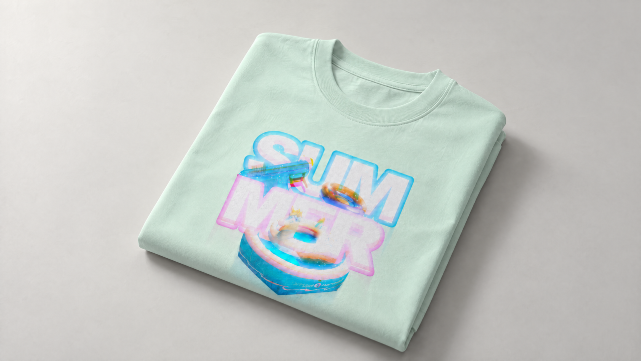 Summer T-shirt in a studio product composition.