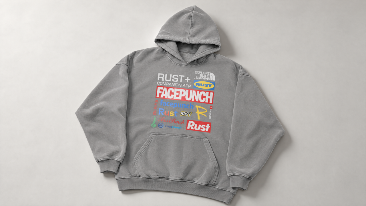 Grey hoodie with the WORLDWIDE graphic collage.